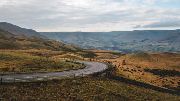 Road winding through the western Peak District