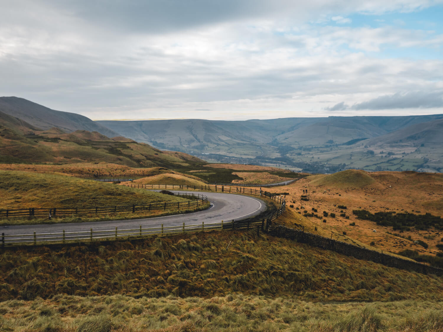 Road winding through the western Peak District