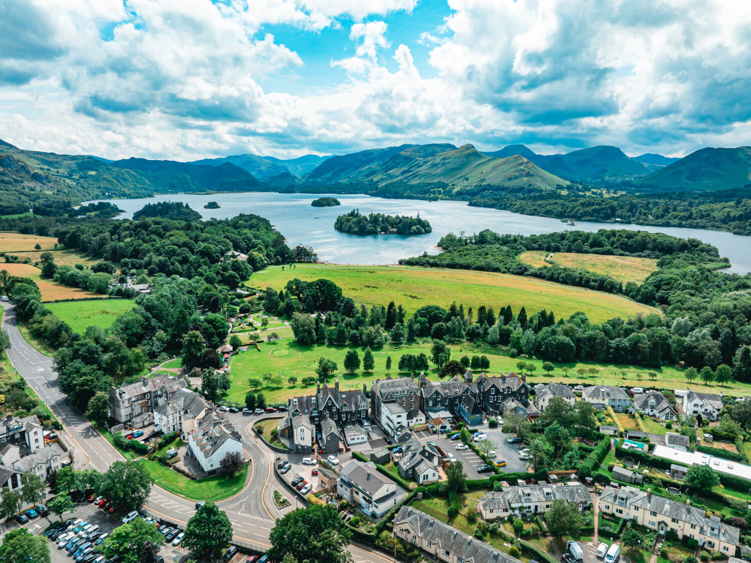 Aerial view of Keswick and Derwentwater
