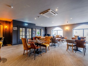 The Bay restaurant seating area