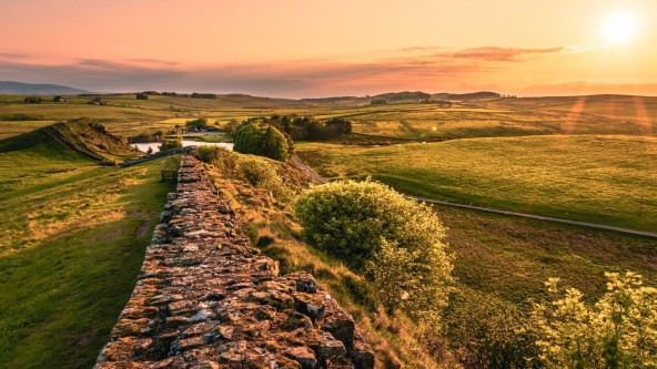 Hadrian's Wall at sunset