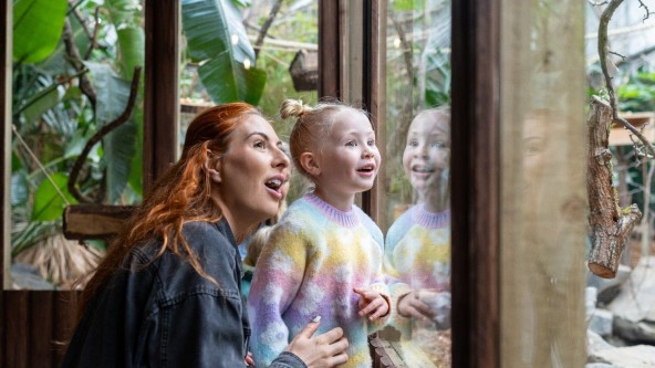Mother and daughter at the zoo
