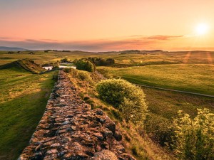Hadrian's Wall at sunset