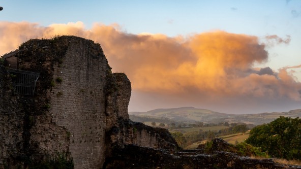 Denbigh Castle at sunset