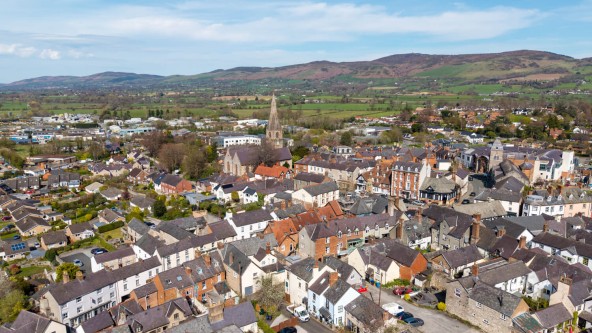 Aerial view of Ruthin town centre