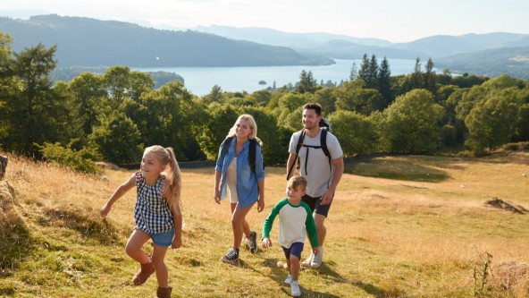 A family walking in the Lake District
